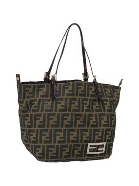 FENDI Zucca Canvas Tote Bag Black Brown